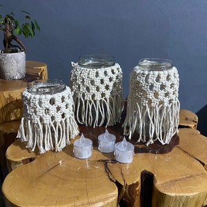 Digital Set of 3 Macrame Jar  Cover Pattern Macrame Lantern Jar Cover Candle Holder Vase light makrama,handmade, handycraft