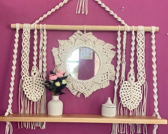 Large Macrame Shelf, Macrame Hanging Shelf, Macrame Wall Decor, Macrame wall hanging, Custom,Mothers Day Gift, Mother’s Day gift