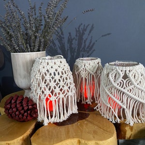 Macrame Lantern Jar Cover Candle Holder Macramee Windlicht Christmas Present Decoration Vase light makrama,handmade, handycraft