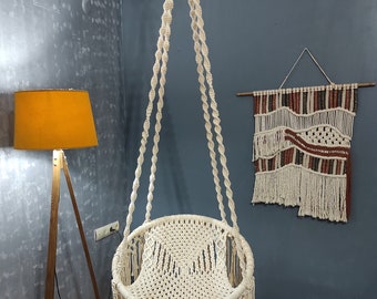 Handmade Macrame Swing Chair, Hanging Cotton Hammock