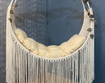 Handmade Macrame Swing Chair, Bohemian Decor, Adult Indoor Hammock
