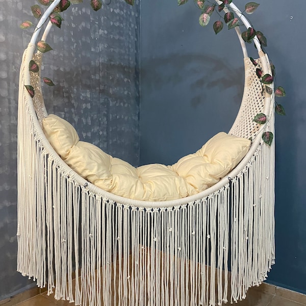 HANDMADE Macrame Swing, Swing Bed, indoor Hammock, indoor Swing Chair, indoor swing adult, Outdoor Hammock, Swing Set