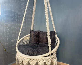 Macrame Hanging chair , Indoor swing , Bedroom hammock chair swing , Porch swing, Macrame Hammock Swing Chair , Indoor hammock chair