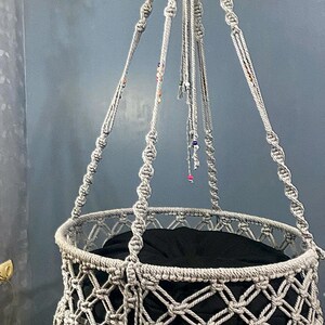 XL Katzenhängematte für große Katzen, Boho Katzen Hängematte Muster • Katzenhängematte • Katzenschaukel • Katzenkorb, Makramee Katzenschaukel, Boho Haustierbett