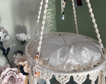 XL Cat Hammock for Big Cats, Cat Hammocks, Macramé Cat Swing, Cat Bed, Boho Pet Bed, Handmade Pet Gift