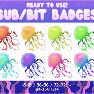 Twitch Jellyfish Sub Bit Badges / Bit Badges / YouTube Badges / Streamer / Jellyfish Collection / Ocean / Sea Animals