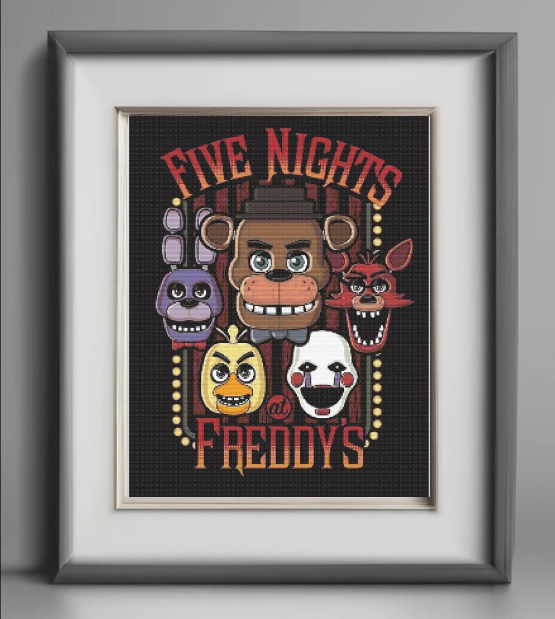 Fnaf 1 Poster Cross Stitch PDF Pattern Etsy