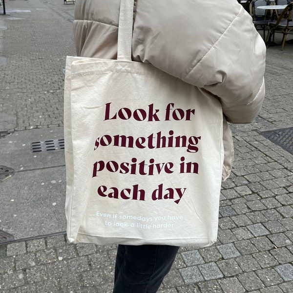 Baumwoll Shopper Tasche, Tote Bag, Einkaufstasche mit inspirierendem Spruch | Einkaufen, Alltag, Reisen