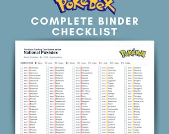 Kompletna lista kontrolna Pokedexu do druku w formacie PDF | Śledzenie Pokemonów wszystkich generacji | GoodNotes na iPada w wersji cyfrowej