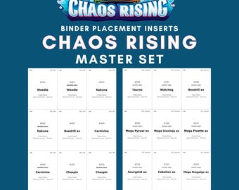 Chaos Rising Master Set Binder Inserts | Printer Friendly Black + White | Pokemon TCG Printable Placeholders | Digital Download