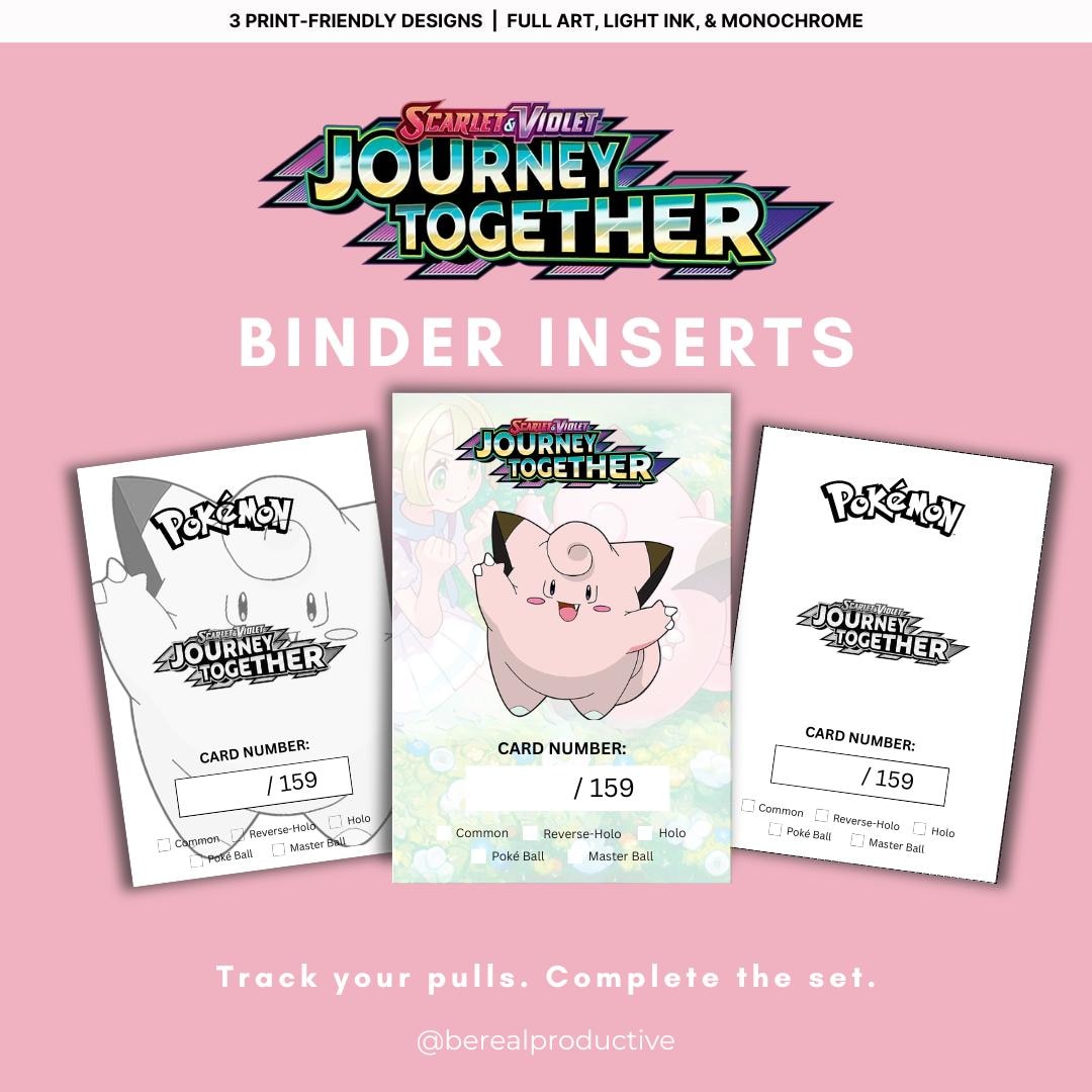 Pokemon TCG Journey Together | Binder Inserts for Master Set (digital ...