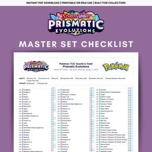 Prismatic Evolutions Master Set Tracker PDF | Pokemon TKG Checkliste | Druckbar & GoodNotes iPad