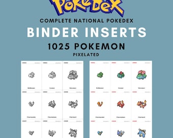 Insertos para carpeta de la Pokédex Nacional 1-1025 / Páginas para carpeta de Pokémon / Marcadores de posición imprimibles / Pixel Art / Descarga digital