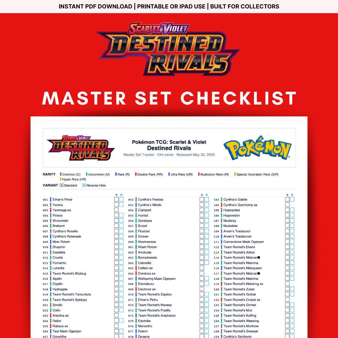 Destined Rivals Players Guide.pdf Destined Rivals Master Set Checklist | Pokemon TCG Tracker | Printable ...