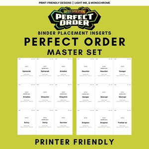Perfect Order Binder Inserts | Mega Evolution Master Set | Pokemon TCG Placeholders | Printer Friendly Black + White | Digital Download