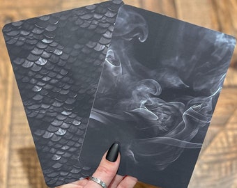 Black Dragon Kindle Inserts | Little Turkey Shoppe | fantasy kindle insert, romantasy, black smoke, dark academia, shadow daddy, Xaden, kobo