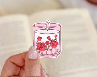 Romance Reader Candle Sticker | Little Turkey Shoppe | Cute Pink and Red Bookish Sticker for Kindle