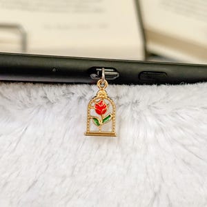 Enchanted Rose Kindle Charm | USB-C Dust Plug Charm, Romance Kindle Charm