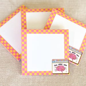 Too Many Tabs Post-it® Notes | Little Turkey Shoppe | Pink Checkered Sticky Notes