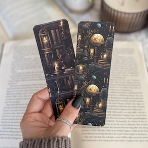 Night Library Bookmarks | Little Turkey Shoppe | Dark Academia and Planets