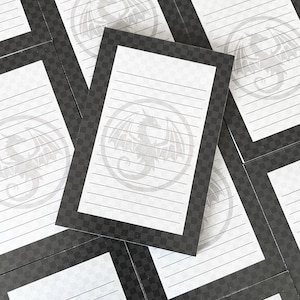Black Dragon Notepad, 4x6 | Little Turkey Shoppe | bookish stationery, black checkered notepad, dark academia, moody notepad