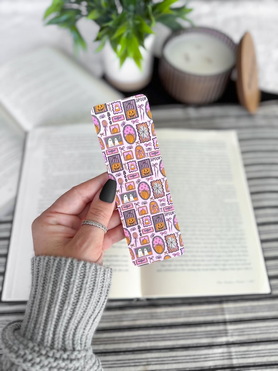 Halloween Doodle Bookmark | Little Turkey Shop | cute halloween bookmark, stamp art, halloween frames, purple bookmark, pink bookmark
