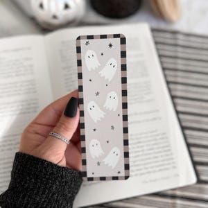 Maximalist Ghost Stripe Bookmark | Little Turkey Shop | Halloween Bookmark, Neutral Bookmark