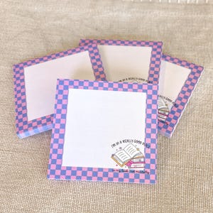 Sticky Notes, In A Good Place In My Book | Little Turkey Shoppe | cute pastel sticky note, purple stationery, Post-it® Notes, book club gift