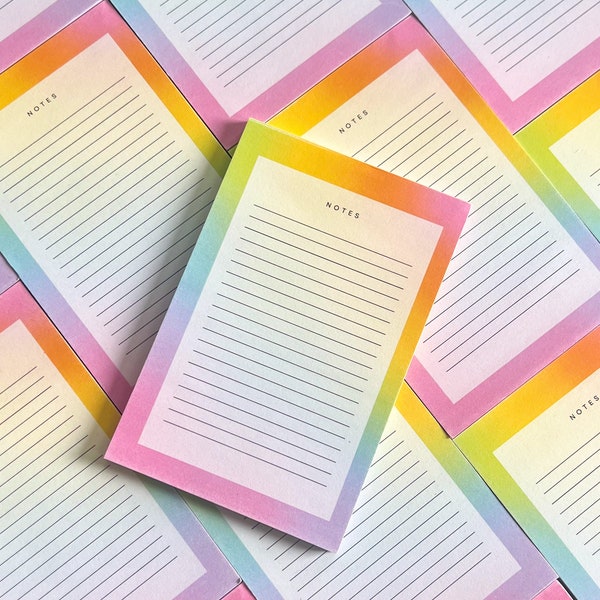 Pastel Rainbow Notepad, 4x6 | Little Turkey Shoppe | cute pastel notepad, cute spring notepad, easter basket gift, pastel tie dye, gift