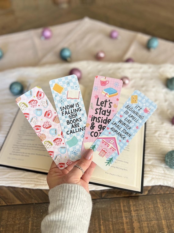 Cozy Winter Bookmark Set | Little Turkey Shoppe | pastel christmas bookmark, winter bookmark, hot chocolate, book gifts, bookish gifts