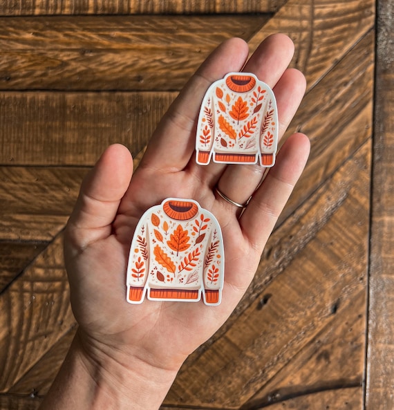 Cozy Fall Sweater Vinyl Sticker | Little Turkey Shoppe | cozy autumn sticker, cute fall sticker,