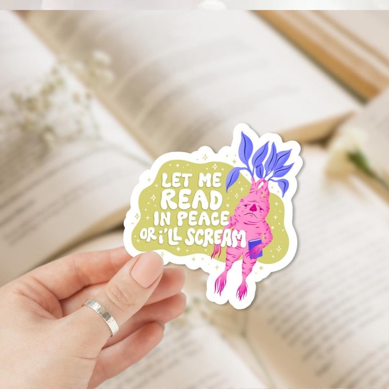 Read in Peace Vinyl Sticker | Little Turkey Shoppe | let me read, kindle sticker, bookish sticker, gift for readers, spring kindle sticker image 1