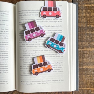 Retro Van Magnetic Bookmark | Books, Journals, Notebooks, Planners | trendy retro bookmark, groovy aesthetic, retro flower bookmark