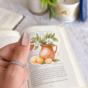 Lemon Floral Vase Sticker | Little Turkey Shoppe | kindle sticker, coastal summer, Mediterranean, yellow, italian summer, white floral