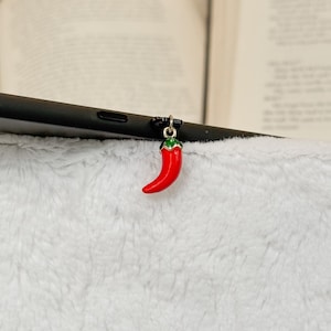 Spicy Pepper Kindle Charm | Dust Plug Charm, USB C charm, phone charm, bookstagram, spicy reader, red pepper, smut kindle charm, romance