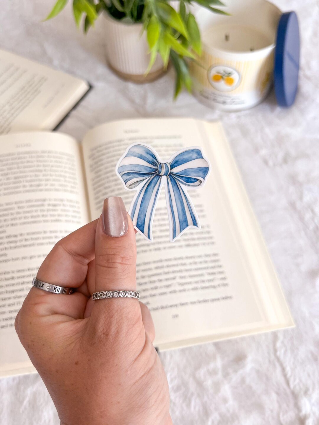 Blue and White Striped Bow Sticker | Little Turkey Shoppe | Kindle ...