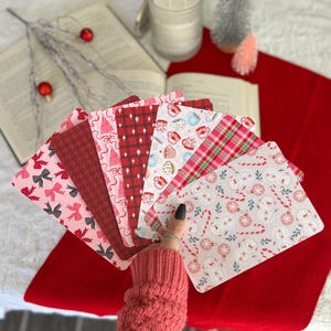 Red and Pink Christmas Kindle Inserts | Little Turkey Shoppe | Winter Kindle Insert, Christmas Trees, Hot Cocoa Mugs, Houndstooth, Plaid