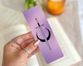 Fantasy Sword Bookmark | Little Turkey Shoppe | cute purple bookmark, fantasy reader, romantasy bookmark, bookish gift, cute bookmark