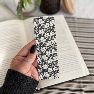 Black and White Floral Bookmark | Little Turkey Shop | Dark Academia Bookmark, Fall Bookmark, Neutral Bookmark