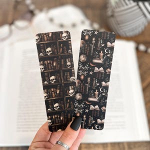 Dark Academia Bookmarks | Skull Bookshelf, Moon Witch Designs