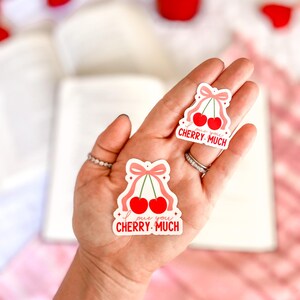 Cherry Much Vinyl Sticker | Little Turkey Shoppe | red cherry sticker, cute bow sticker, kindle sticker, preppy girl, coquette