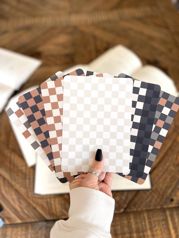 Neutral Checkered Kindle Inserts | Little Turkey Shoppe | dark academia, light academia, beige checkered, black checkered, paperwhite