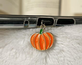 Charm de calabaza con purpurina para Kindle/Charm de enchufe antipolvo, charm USB C, charm para teléfono, charm femenino de Halloween para Kindle, charm de otoño para Kindle, otoño