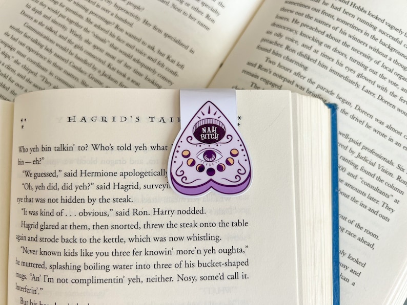 Ouija Board Magnetic Bookmark, Nah Bitch | Little Turkey Shoppe | Purple Halloween bookmark, cute witchy aesthetic, spooky season image 1