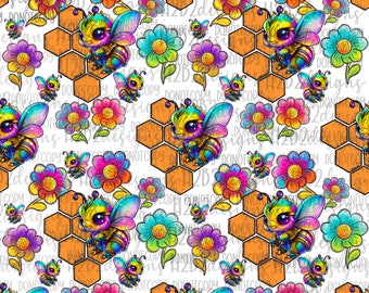 Bee SEAMLESS pattern 12x12  Digital Design Sublimation Design  Transparent PNG