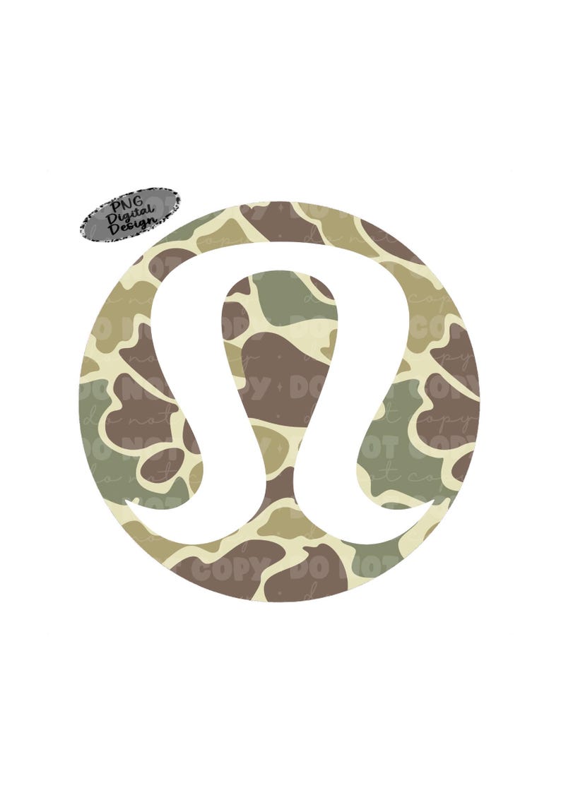 May include: A white, stylized "&Omega;" symbol, set within a camouflage pattern circle. The camouflage design features shades of brown, green, and tan. The text "PNG Digital Design" is in a small oval above the circle.