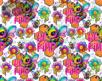 Be Kind Bee SEAMLESS pattern 12x12  Digital Design Sublimation Design  Transparent PNG