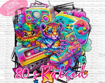 80s Raised   Digital Design Sublimation Design  Transparent PNG