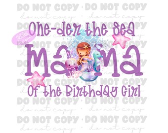 Mama One-der The Sea Birthday Digital Design Sublimation Design  Transparent PNG