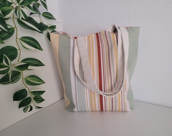 Fabric tote bag with long handles